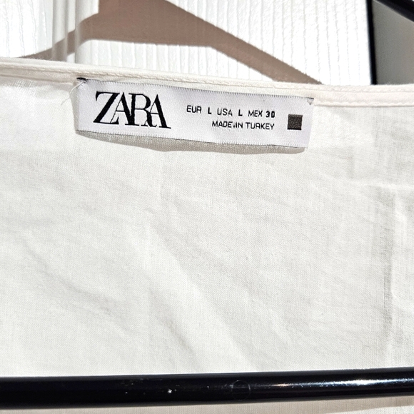 Zara Linen Crop Top | White Size Large | Long Sleeve - Picture 4 of 5